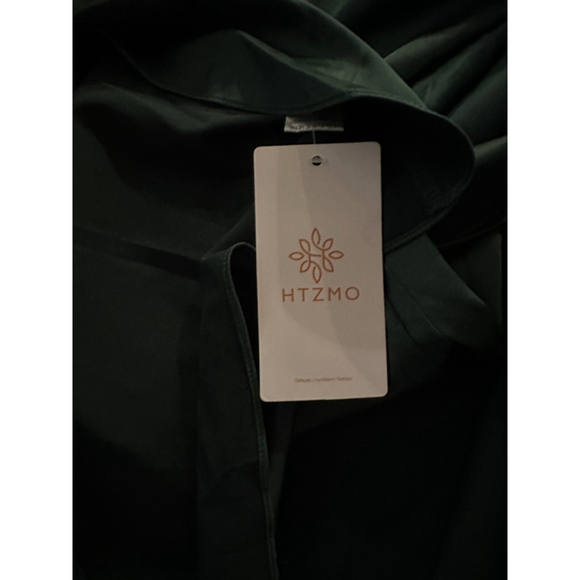 Women's HTZMO Dress, Small, Dark Green Sateen Cocktail Party - Picture 4 of 5